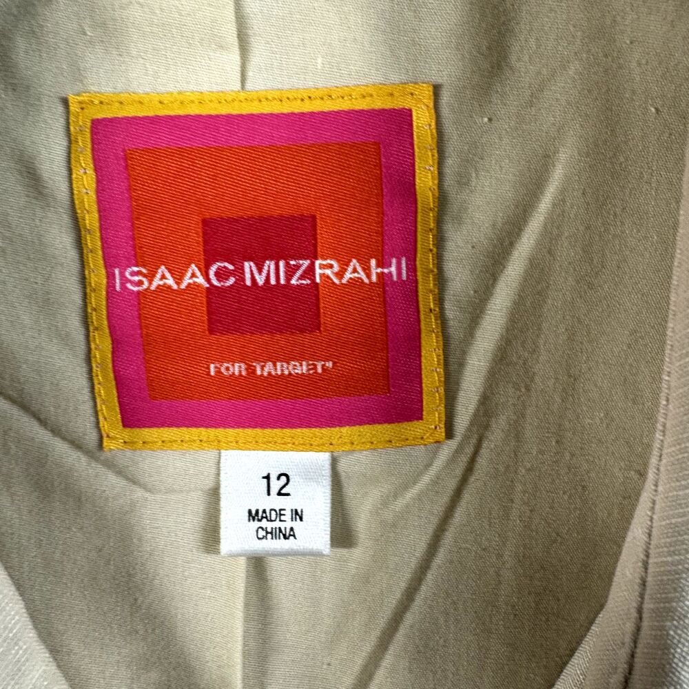 Isaac Mizrahi Blazer Women's 12 Linen Silk Blend Beige Fully Lined Jacket - Picture 3 of 7